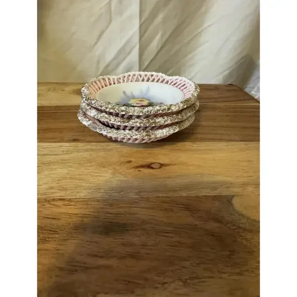 Set of 3 Vintage Bavarian Reticulated Porcelain Dishes Mid-Century Trinket Bowls - Picture 5 of 10